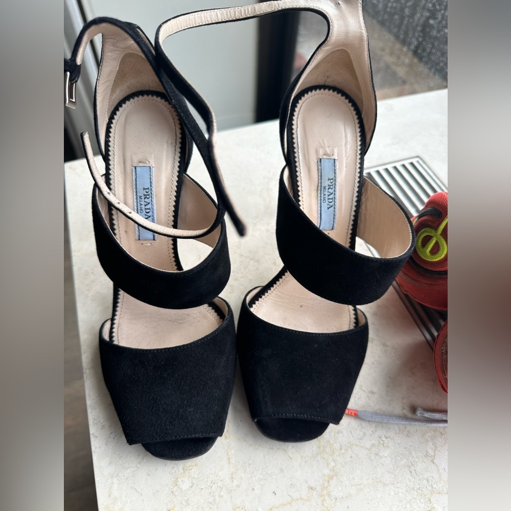 Prada black suede dress shoes